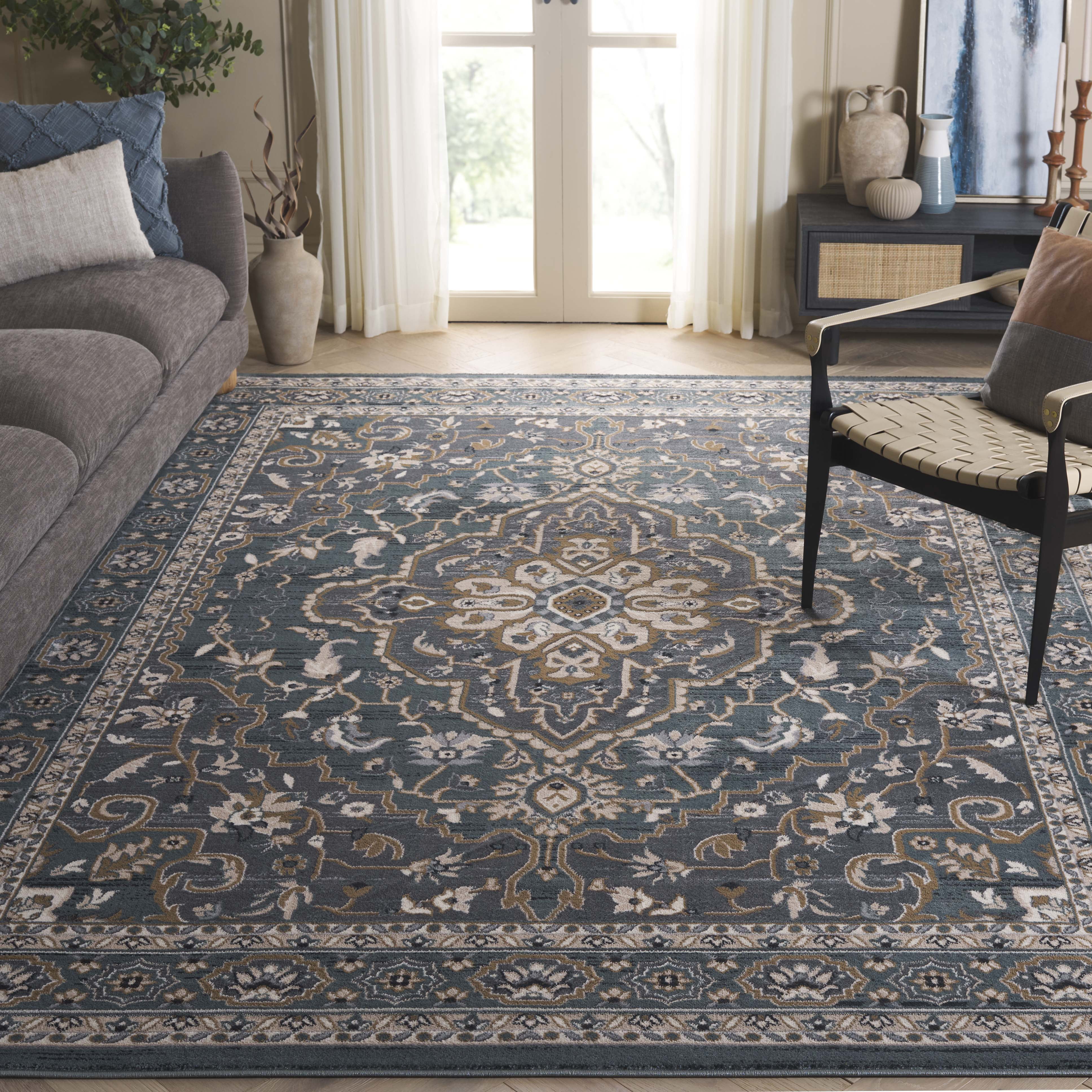 Safavieh Lyndhurst Idella Floral Area Rug, Teal/Gray, 8' x 10'