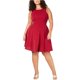 thumbnail image 1 of Vestido ajustado y acampanado metálico Soprano para mujer, rojo, 1X, 1 of 1