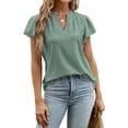 thumbnail image 1 of Camiseta de cuello en V para mujer, camiseta de manga corta con volantes para mujer, camiseta de manga corta con volantes, la mejor en su clase, 1 of 6