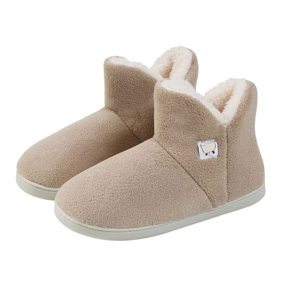 Women Winter Warm Booties Slip on Insulated Lined Flock Upper Rubber Sole Comfortable Shoes for Cold Weather Daily Wear