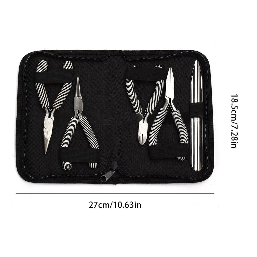 Zebras Stripe Handle Pointed Round Oblique Flat Nose Plier with Bead Shovel Tool