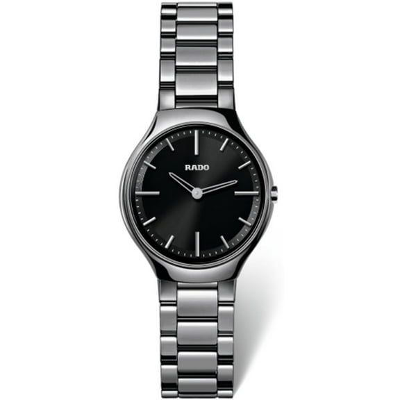 Rado True Thinline Black Dial Ceramic Ladies Watch R27956152