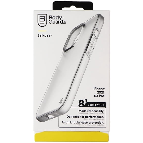 BodyGuardz Solitude Series Gel Case for iPhone 13 Pro - Clear/Frost