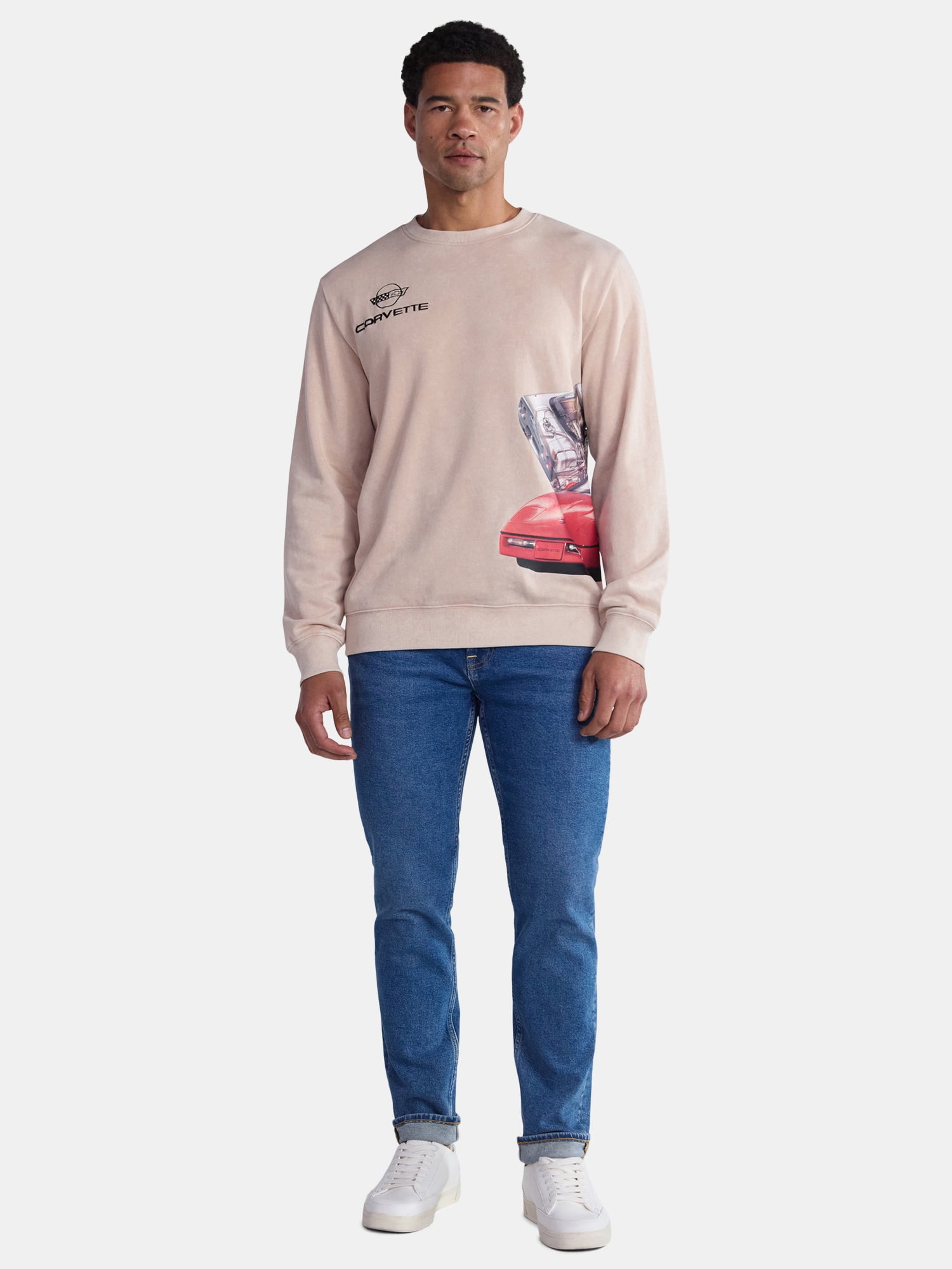 Chevrolet Corvette Men's & Big Men's Graphic Mineral Washed Sweatshirt, Sizes XS-3XL