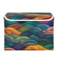 thumbnail image 7 of Yayeee Collapsible Cube Storage Bin with Lid Fabric Closet Decorative Basket with Handles, Colorful Waves Pattern, 7 of 7