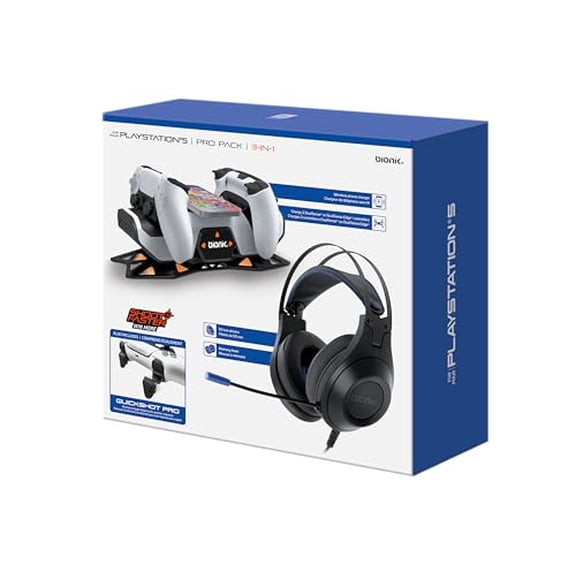 Open Box PlayStation 5 Accessory: BIONIK PRO Pack - SIREX Headphones, Power Stand, Quickshot Pro