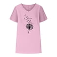 thumbnail image 4 of Jewelreauty Women's Short Sleeve Shirts Summer Casual Batwing V Neck Floral Tops Loose Cotton Linen Tees (M, Pink), 4 of 6
