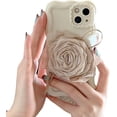 thumbnail image 7 of Designed for iPhone Case,Water Wave Frame with 3D Silk Rose Camera Lens Protection Shockproof Protective Cover Phone Case (iPhone 14 Pro Max,Brown), 7 of 7