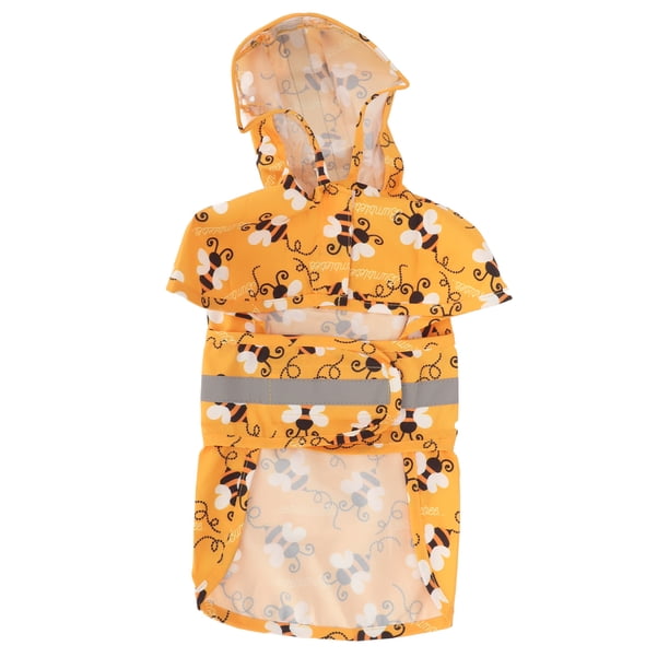 Impermeable para perros, reflectante, transpirable, ligero, con estampado de abejas, chaqueta impermeable para cachorros con capucha para senderismo, camping, caminatas, talla S