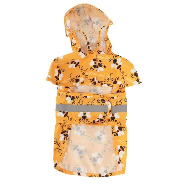 Dog Raincoat Reflective Breathable Lightweight Bee Pattern Puppy Rain Jacket with Hood for Hiking Camping Walking XL