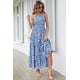 thumbnail image 4 of Vestido Maxi Floral Azul PRETTYGARDEN para Mujer con Nudo y Hombro Descubierto Talla M, 4 of 8