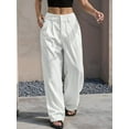 thumbnail image 5 of Women'S Striped Pants Color Block High Waisted Wide Leg Casual Work Office Long Trousers White S, 5 of 9