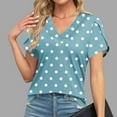thumbnail image 2 of Short Sleeve Womens Tops Women'S Loose V-Neck Polka Dot Print Short Sleeve Tops, 2 of 6