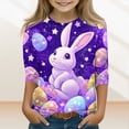 thumbnail image 2 of Drmagiyhm Girls Easter Day Tops Size 10-12 Cute Crewneck Shirts Bunny and Egg Print 3/4 Sleeve T Shirts Casual Stylish Girls Easter Clothes, 2 of 5