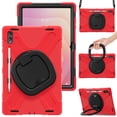 thumbnail image 2 of For Samsung Galaxy Tab S11 Ultra 14.6 inch Case, 360 Rotatable Handle Stand, Shoulder Strap, Drop-Proof Design, Red, 2 of 7