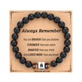 thumbnail image 1 of Ojo de Tigre Piedra de acero inoxidable de cuentas cuadradas nombre inicial pulsera Negro Letra pulsera para hombres y mujeres, 1 of 2