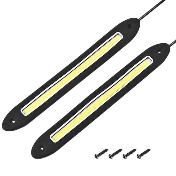 Waterproof COB LED Lights, Rubber Flexible Running Light, DC 12V White Light Straight Line 2Pcs