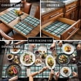 thumbnail image 3 of Teal Black Plaid Placemats for Dinning Table Set of 6, Farmhouse Teal Black Checkered Burlap Kitchen Place Mats Waterproof Cloth Table Mats, Indoor Outdoor Placemats Easy Clean Dinner Decor, 3 of 8