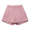 thumbnail image 4 of WTOBBY Ladies' Casual High Waist Suit Shorts with Slimming Effect, Versatile Solid Color Loose Fit for Fashionable Office or Everyday Summer Wear,Pink XL, 4 of 6