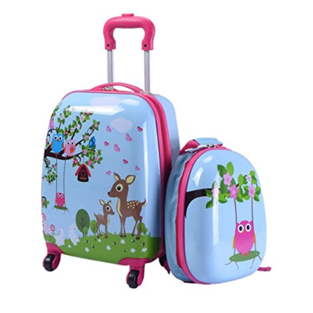 Deer Blessing2220 2 pcs ABS Kids Suitcase Lightweight Backpack Luggage Set 16 Carry On Luggage with Spinner Wheels and 12 Backpacks Set for Travel and School 
