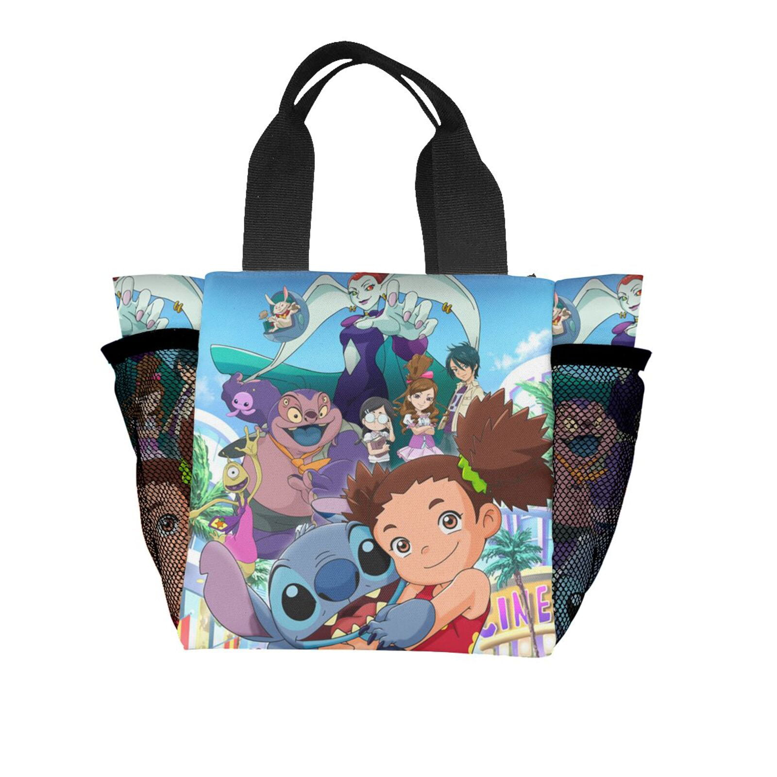Lilo&stitch white cute handbag gift lunch box bag unisex tote recycle bag 