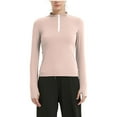 thumbnail image 2 of Somuwie Women's New Fashion Casual Half Cardigan Stand Collar Long Sleeve Yoga Clothes Quick Dry Clothes Training Running Sports Tops, 2 of 8