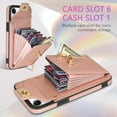 thumbnail image 3 of Phone Case for iPhone 13 Pro 6.1 inch Wallet Cover with Credit Card Holder Zipper Crossbody Strap Lanyard Leather Stand Cell iPhone13Pro 5G i i-Phone i13 iPhone13 13Pro Women Girls Rose Gold, 3 of 13