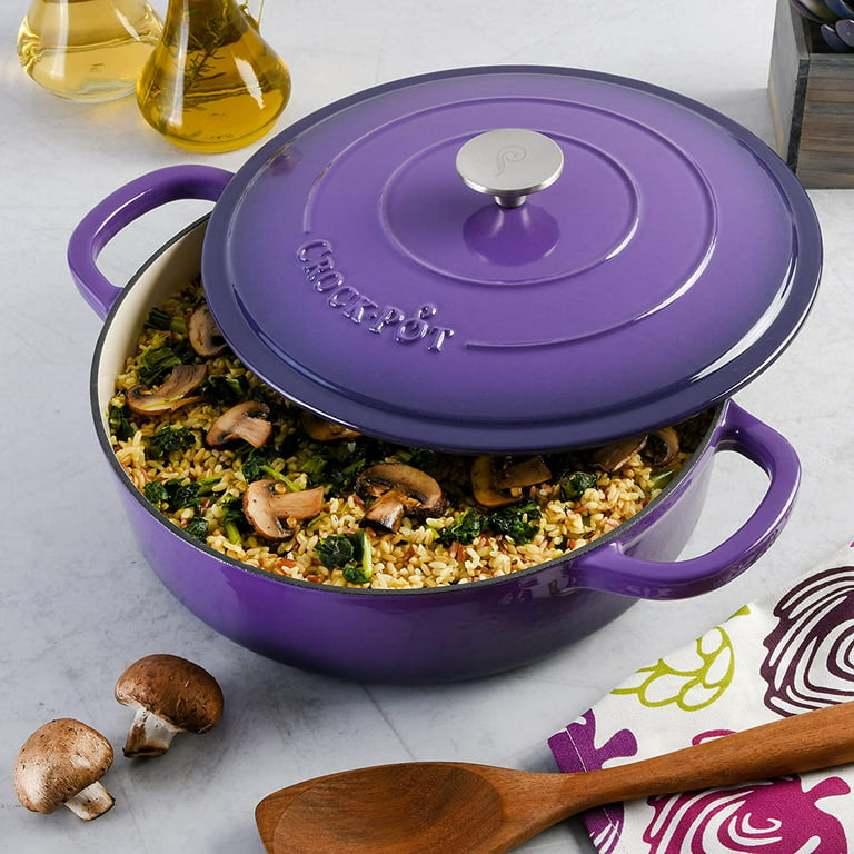 Crock-pot Artisan 2 Piece 7 Quart Enameled Cast Iron Dutch Oven with Lid in Lavender