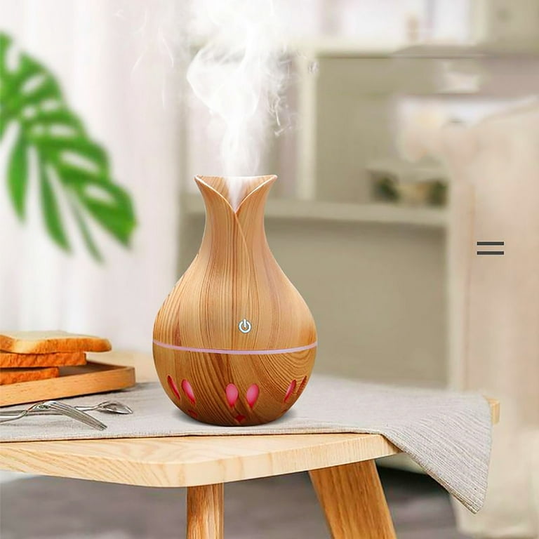 Clearance! Eqwljwe Essential Oil Diffusers for Large Room Wood Grain Ultrasonic Aromatherapy Electric 7 LED Color Pure Air Diffuser Home Office Desk