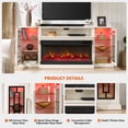 thumbnail image 4 of FlowSun Fireplace TV Stand for 80/85 inch TVs with 40" 3-Side Glass Electric Fireplace Highboy Modern LED Media Entertainment Console,Antique White, 4 of 7