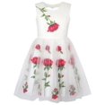 thumbnail image 1 of Girls Dress White Rose Flower Embroidery Heart Shape Back Wedding 7, 1 of 8