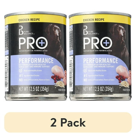 (2 pack) Pure Balance Pro+ Chicken Recipe Wet Dog Food for Performance, 12.5 oz Can