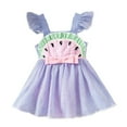 thumbnail image 1 of WEAIXIMIUNG Robes pour Adolescentes 2024 Été Décontracté Filles Manches Volantes Rayé Pastèque Combinaisons Robe 0-3 Mois, 1 of 6