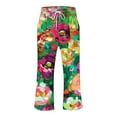 thumbnail image 3 of Mikilon Womens Casual Floral Elastic Waist Pants Loose Straight Leg Pants Wide Leg Trousers With Pocket, 3 of 4