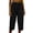 Black, variant on Noric Women's Cotton High Waist Casual Capri Pants with Button Pocket Elastic Waist Relaxed Fit Solid Yoga Runing Trousers