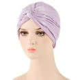 thumbnail image 2 of Bohemian Braid Ethnic Silver Turban Cap Cover Headwear Hair Hat Wrap Headdress Bandana Headband, Purple, 2 of 2