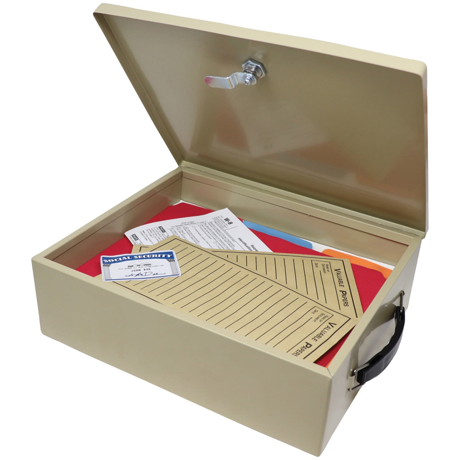 Nadex Steel Security Chest, Fire Retardant Box with Lock and Key | 14.5 x 11 x 4 Inch Fire Security Chest Internal 12-3/16" x 10-3/16" x 3-1/2"