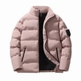 thumbnail image 2 of COSFO Mens Fall Puffer Jackets Casual Full Zip Pink Coat Cotton Long Sleeve Loose Fit Stand Colla Mens Winter Coats, 2 of 3