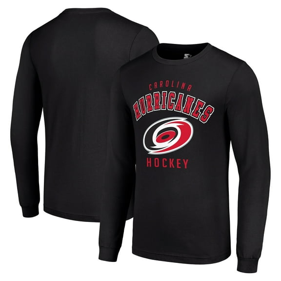 Men's Starter Black Carolina Hurricanes Logo Long Sleeve T-Shirt