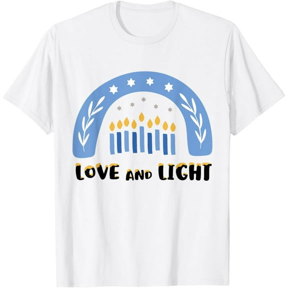 Love and Light Rainbow Hanukkah Shirt Jewish Chanukah T-ShirtMen and women, Black T-shirt, size: Extra large S-4XL