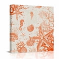 thumbnail image 2 of Canvas Wall Art Vintage Starfish Canvas Art Print Coral Seahorse Shell Pictures Wall Decor for Living Room Bedroom Artwork Decorations Stretched Framed Ready to Hang 8"x8", 2 of 9