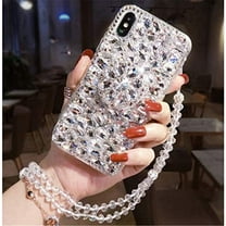 Case for Galaxy S23 FE,Diamond Kickstand Case with Crystal Lanyard 3D Handmade Bling Diamond Glitter Shockproof Protective Phone Case for Samsung Galaxy S23 FE 5G,6.4 inch 2023 (White)