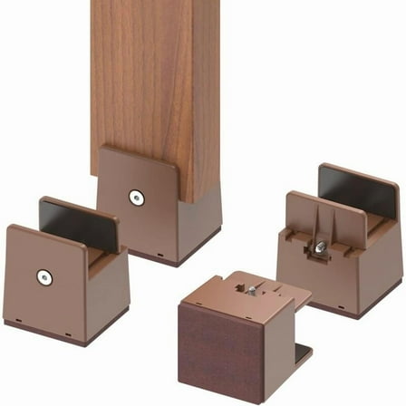Adjustable Bed and Furniture Risers with Screw Clamp, 4Pcs 5cm Adjustable Bed Risers, Heavy Duty Sofa Tables Chair Risers (Brown)