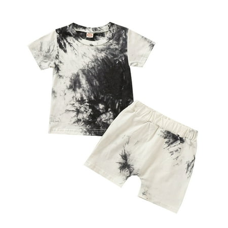 

Up to 30% off! Kukoosong Summer Baby Boy Clothes Baby Girl Clothes Summer Tie-Dye Short-Sleeved Shorts Clothes Set Black 90