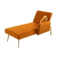 thumbnail image 6 of Velvet Upholstered Sofa Recliner, Adjustable Loveseat Sofa Bed with Gold Metal Legs, Leisure Sofa with Arm(Orange), 6 of 7