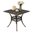 thumbnail image 2 of Hassch 35.43-Inch Square Aluminum Bistro Table in Bronze, Outdoor Patio Table with 2" Umbrella Hole, Weather-Resistant for Garden Deck Balcony, 2 of 10
