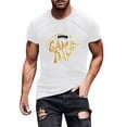 thumbnail image 2 of Gamivast Men's Athletic Shirts & Tees Game Day Gold Glitter Football Crew Neck Short Sleeve Workout Shirts T Shirts Shiny Graphic Print Gym Sportswear, 2 of 5