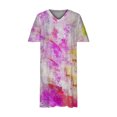 thumbnail image 4 of clear 50% off Usmixi Dresses for Women 2023 Fashion Plus Size Pocket Swing Tunic Tshirt Midi Dresses Short Sleeve V-Neck Tie-Dye Print Summer Knee-Length Formal Dress Pink xxxxxl Under $5, 4 of 5