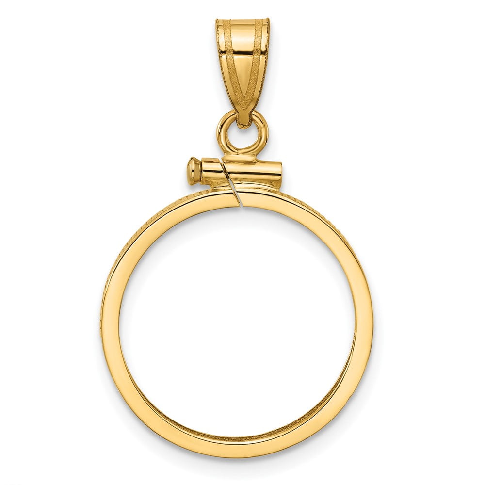 Finest Gold Wideband Distinguished Coin Jewelry 14K Polished 18.0 x 1.35 mm Screw Top Coin Bezel Pendant