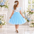 thumbnail image 5 of Lanbubble Girls Floral Tulle Dress Flutter Sleeve Tutu Princess Party Dress 3-7 Years, 5 of 9